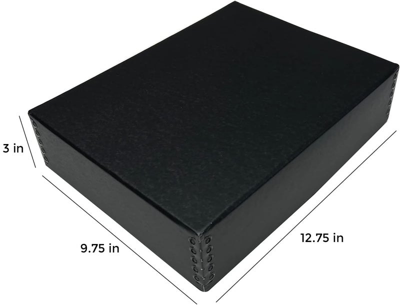 Lineco Museum Archival Storage Box, 9.75x12.75x3 in. Drop Front Design. Acid-Free with Metal Edge. Organize Photos, Pictures, Prints, Documents, Crafts, DIY. Black, 2 Pack - Image 3